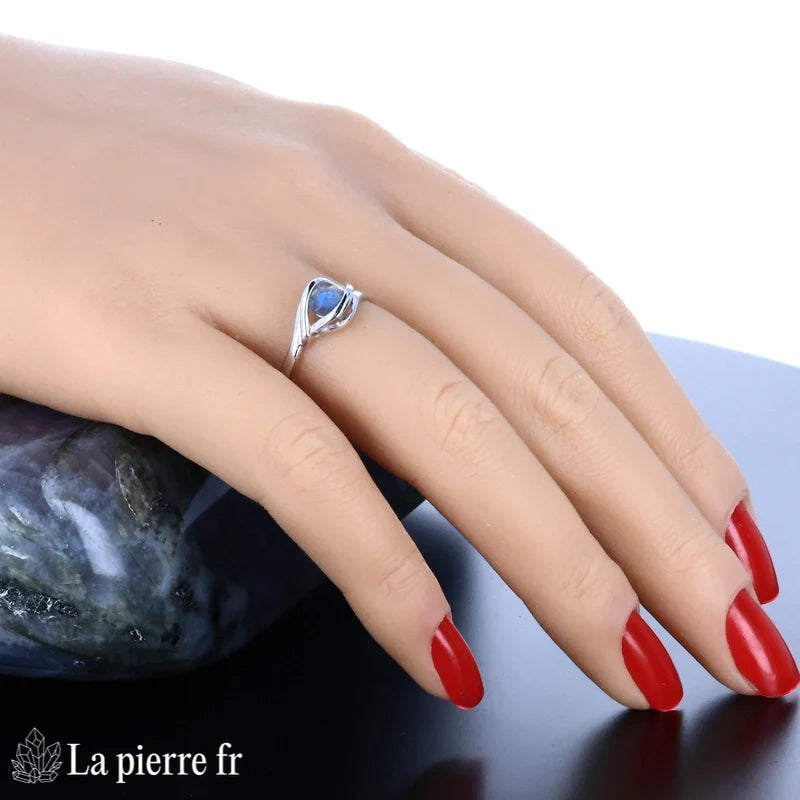 Bague femme solitaire La Pierre Fr modèle (Éclat Discret) argent 925 pierre 5mm