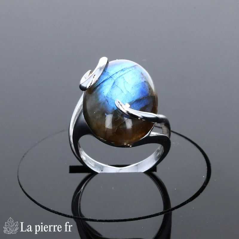 Bague femme design La Pierre Fr (Firmament Captif) argent massif pierre bleue