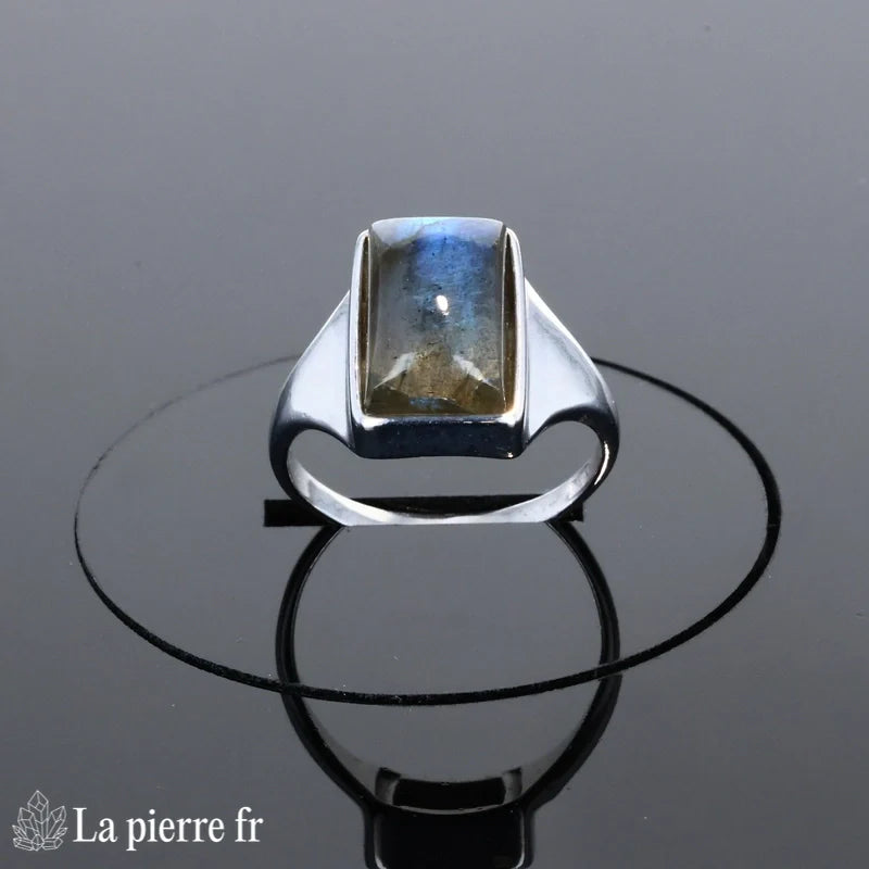 Bague femme classique La Pierre Fr (Monolithe Azuré) argent massif rhodié