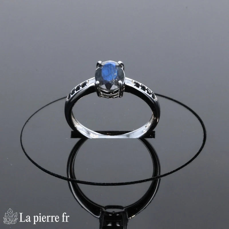 Bague femme moderne La Pierre Fr modèle (Prisme Étoilé) argent rhodié zircons