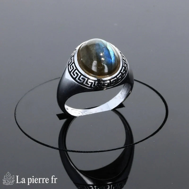 Bague femme vintage La Pierre Fr (Romance Émaillée) argent 925 émaillé grande