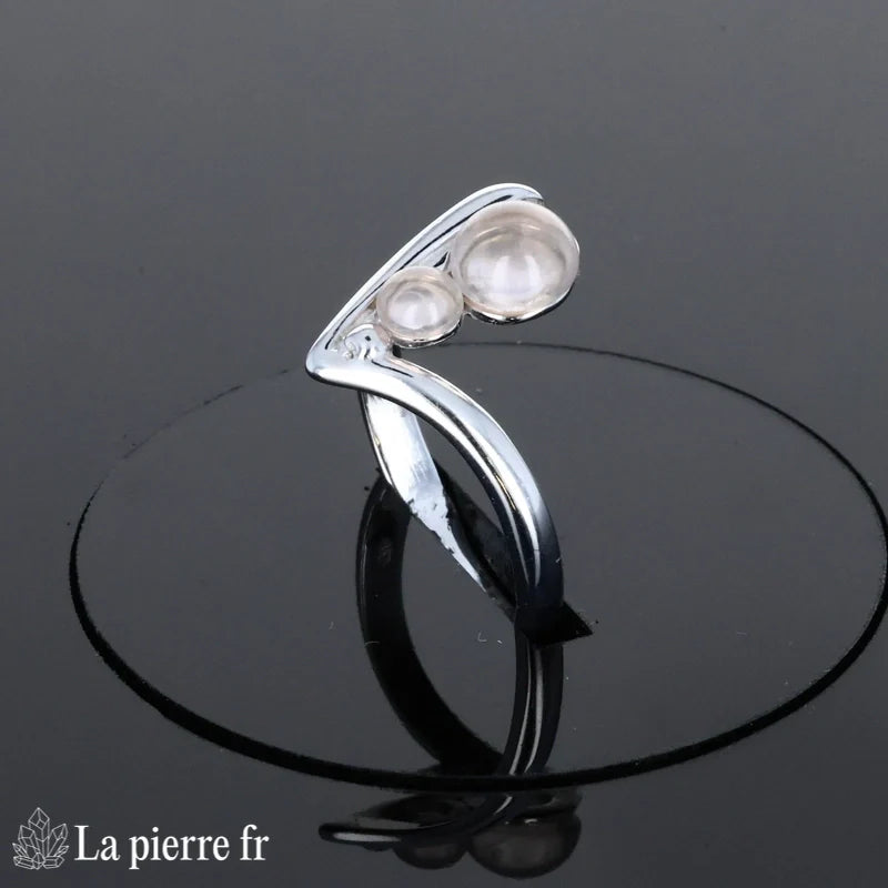 Bague femme design La Pierre Fr (Duo Tendresse) 2 pierres quartz rose