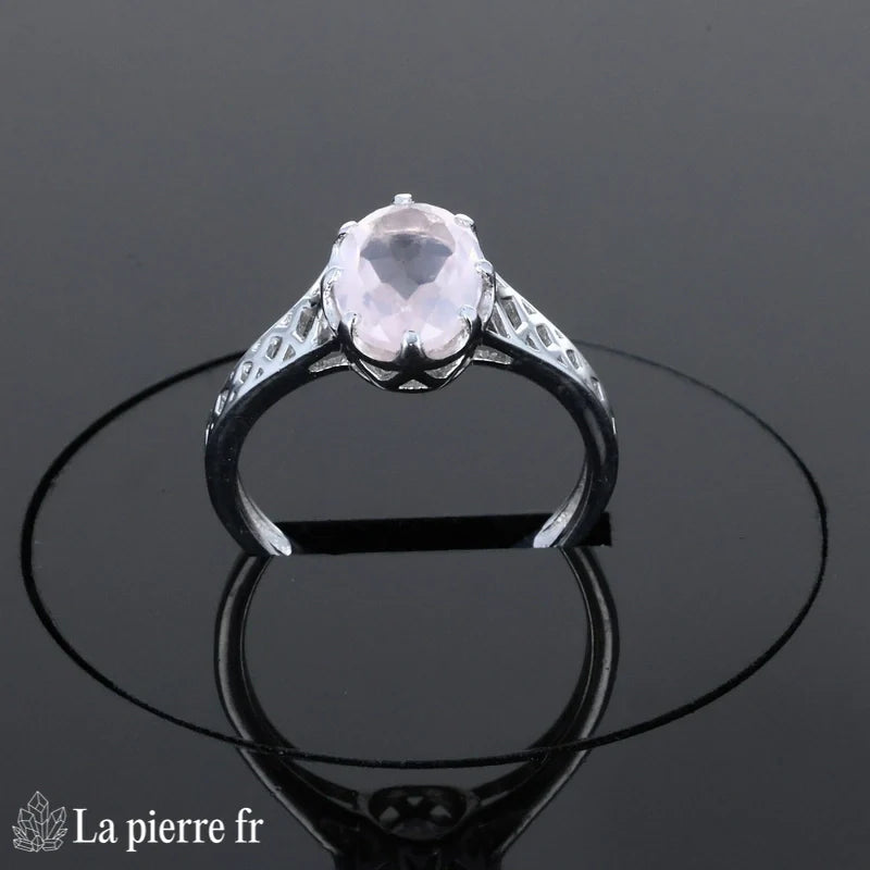 Bague femme élégante La Pierre Fr (Éclat Sculpté) argent massif quartz rose