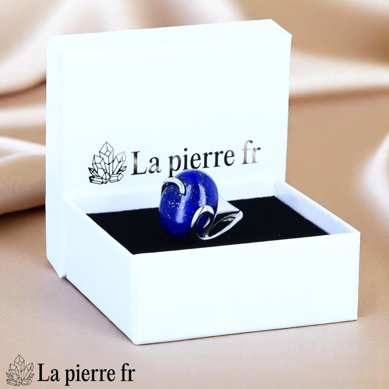 Bague Lapis-lazuli (Majesté Céleste) XL, bijou en pierre bleue pour fiançailles audacieuses.