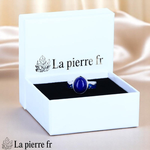 Bague Lapis-lazuli Émail Vintage (Charme d'Antan) de grande taille, bijou artistique.