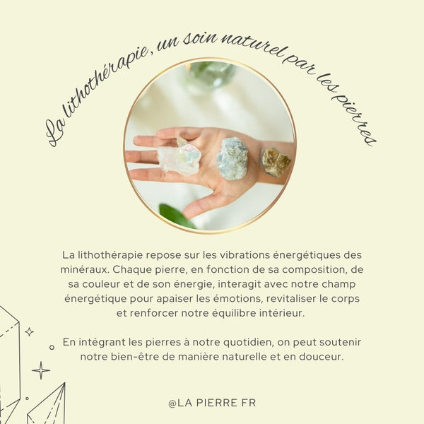 Illustration présentant la lithothérapie comme un soin naturel par les pierres