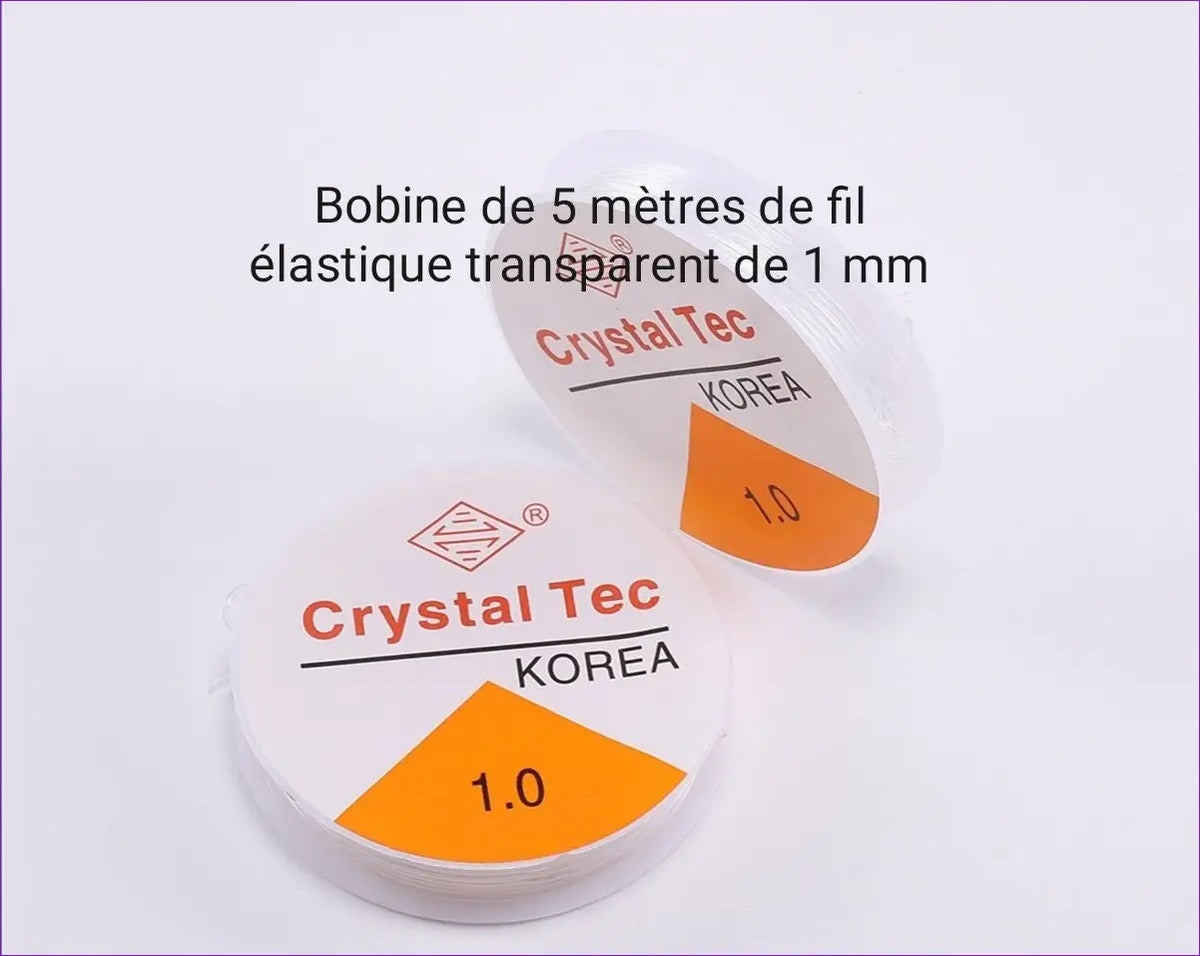 2 Bobines de fil élastique transparent de 0,6mm à 1mm pour la fabrication de bracelet ou collier