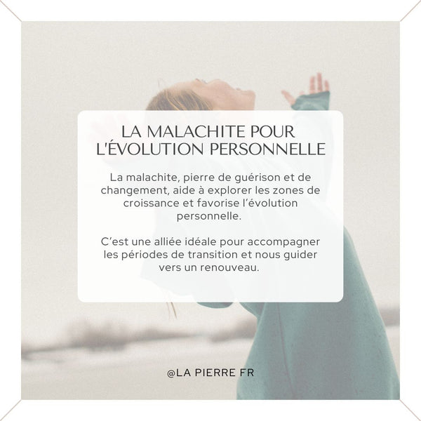 Carte montrant la malachite liée à l’évolution personnelle.