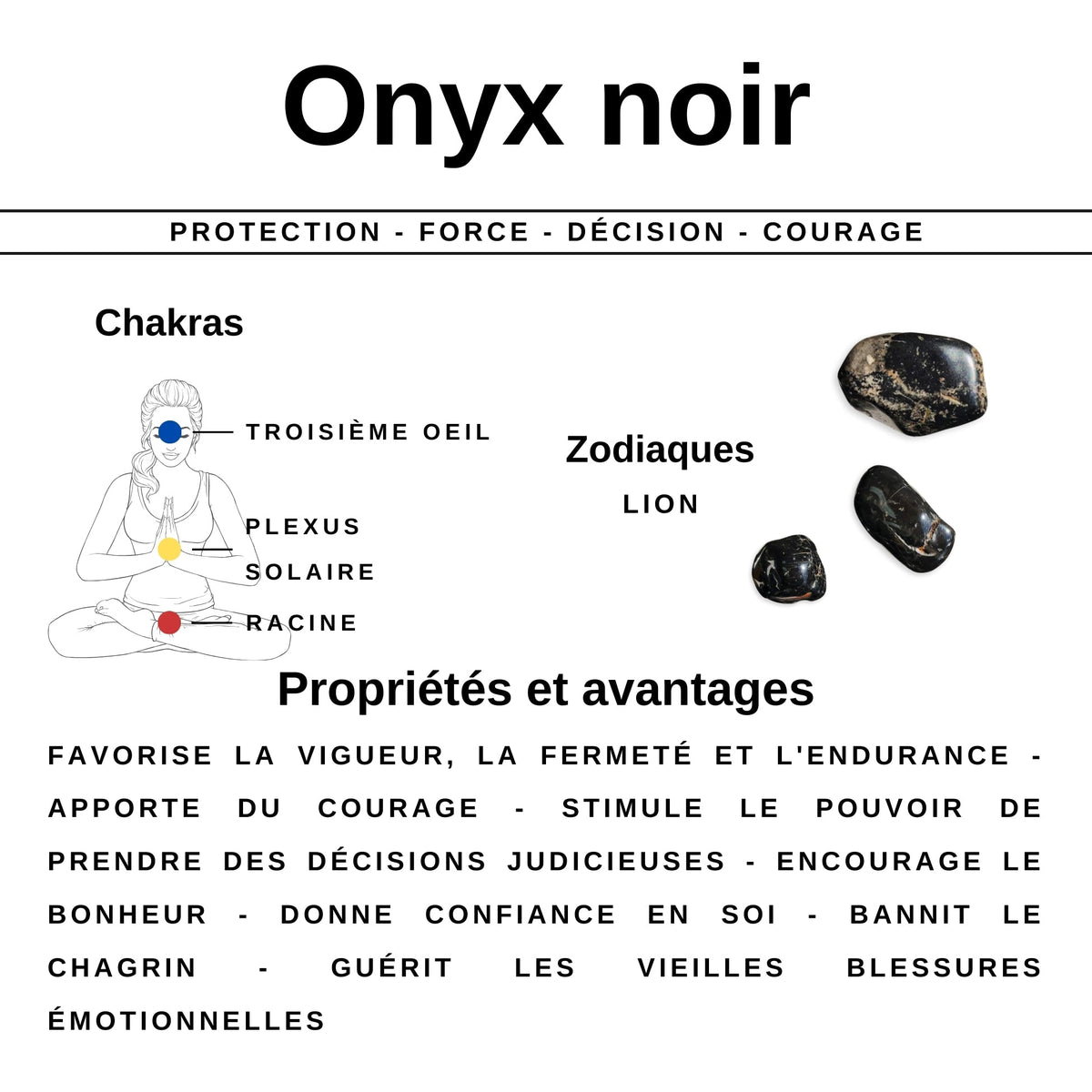 Pendentif Cœur Onyx Noir Naturel (Petit Modèle) pendentif onyx noir, pierre noire