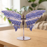Papillon Décoratif en Lapis Lazuli sur Socle Argenté, 12 à 15 cm