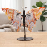 Papillon Décoratif en Agate Crazy Lace sur Socle, 11 à 13 cm