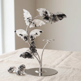 Papillons en Quartz Tourmaline sur Socle Argenté, 18 à 21 cm