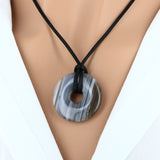 Pendentif en pierre Agate Botswana – forme donut 