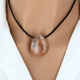 Pendentif goutte en pierre Agate Fleur 