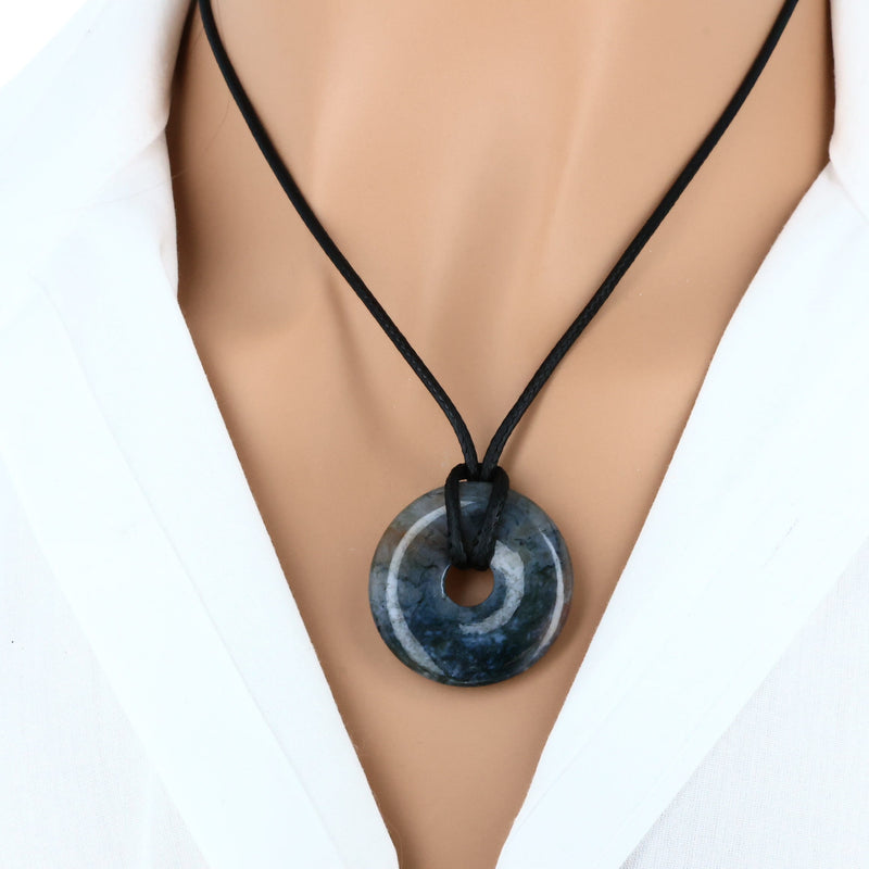 pendentif pierre agate indienne donut naturelle lithothérapie