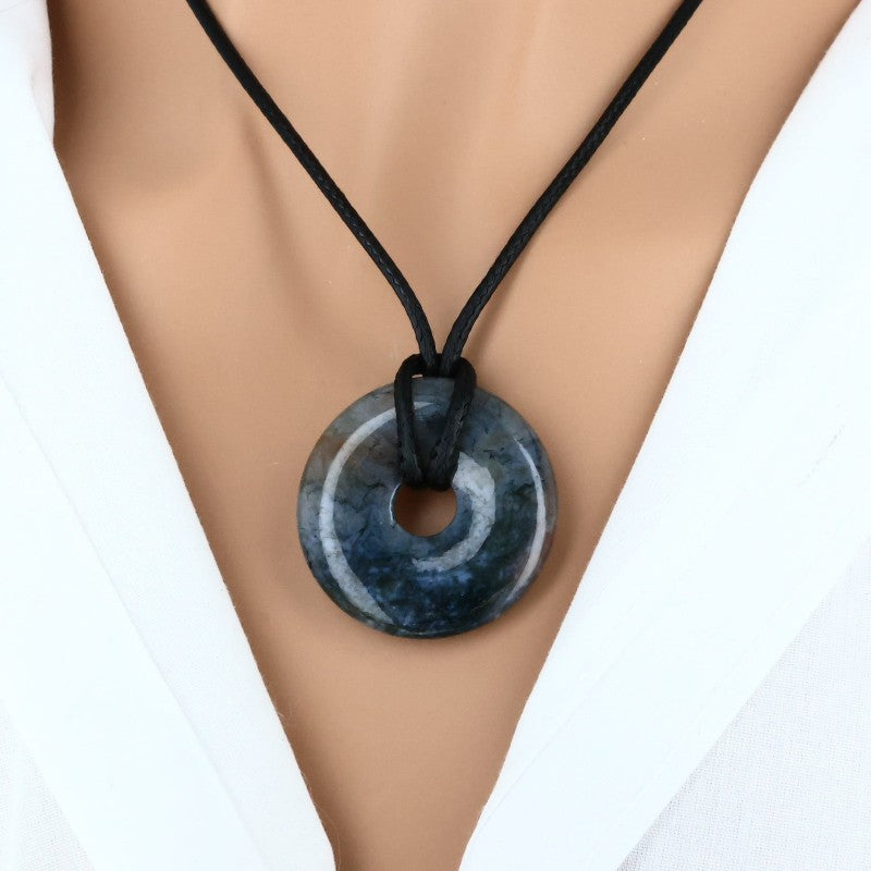 pendentif agate indienne forme donut pierre naturelle