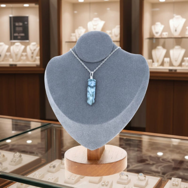 Pendentif pointe en Agate Mousse naturelle – pierre verte aux inclusions uniques