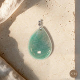 Pendentif Amazonite Pièce Unique, Forme Libre Polie, Numéro au Choix