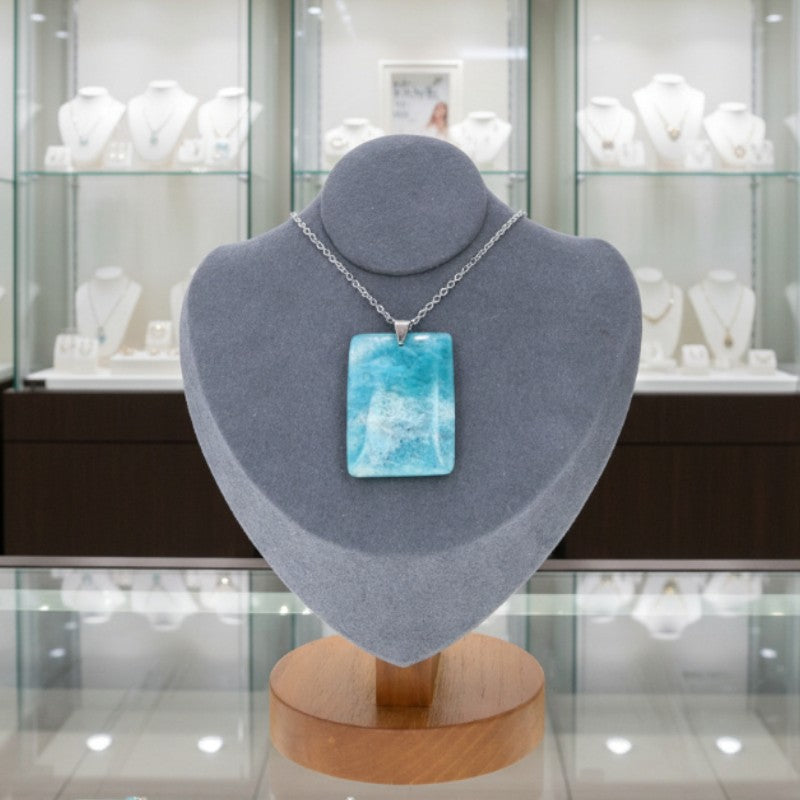 collier amazonite rectangle 4 cm pierre naturelle