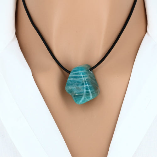 Pendentif pierre Amazonite (roulée & percée)