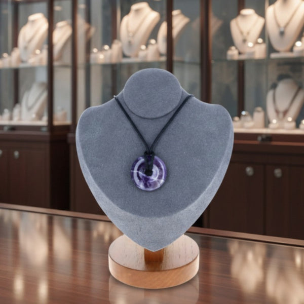collier amethyste chevron donut violet blanc