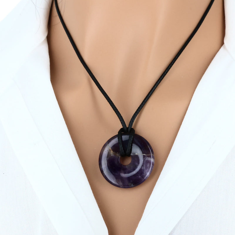 pendentif pierre amethyste donut naturelle lithothérapie
