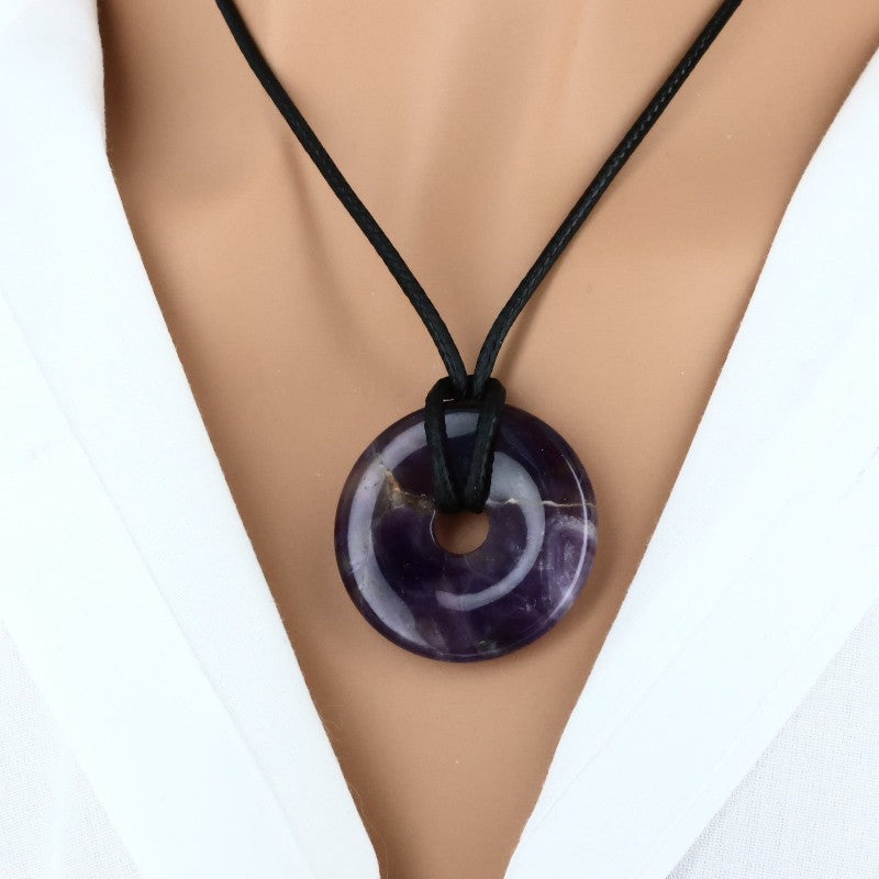 pendentif amethyste forme donut pierre naturelle