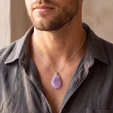 Pendentif Goutte Plate en Améthyste, Bijou de Lithothérapie Violet