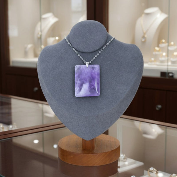 collier améthyste rectangle pierre naturelle Madagascar
