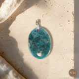 Pendentif Apatite Bleue Pièce Unique, Cabochon Forme Libre, Numéro au Choix