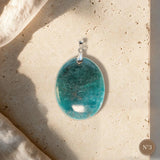 Pendentif Apatite Bleue Pièce Unique, Cabochon Forme Libre, Numéro au Choix