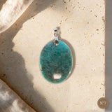 Pendentif Apatite Bleue Pièce Unique, Cabochon Forme Libre, Numéro au Choix