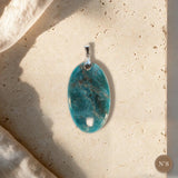 Pendentif Apatite Bleue Pièce Unique, Cabochon Forme Libre, Numéro au Choix
