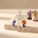 Pendentif Arbre de Vie 7 Chakras en Pierres Naturelles, Chaîne ou Cordon au Choix