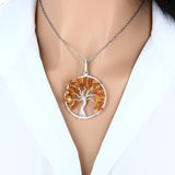 Pendentif Arbre de Vie et Pierre en Citrine