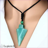 Collier-Pendentif Aventurine Verte en forme de flèche: La Pierre de la Chance et de la Réussite