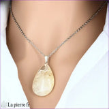 Pendentif goutte Citrine, bijou lithothérapie, pierre naturelle abondance