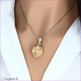 Pendentif en Citrine - Collier en Pierre Naturelle pour Lithothérapie