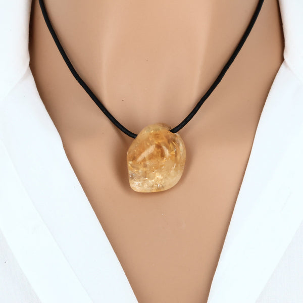 Pendentif en Citrine roulée et percée, pierre naturelle du Brésil