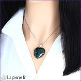 Pendentif cœur en Agate Mousse verte