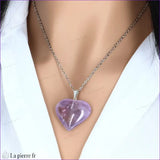 Pendentif Cœur en Améthyste naturel. Pierre de sérénité et de protection, idéale pour la lithothérapie. 