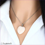 Pendentif cœur en aventurine rose, bijou lithothérapie.