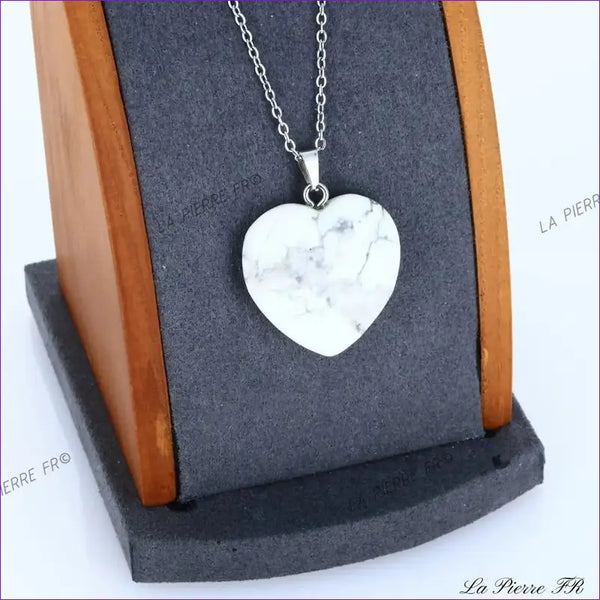 Pendentif Howlite blanche | Pendentif cœur en pierre naturelle - La Pierre FR