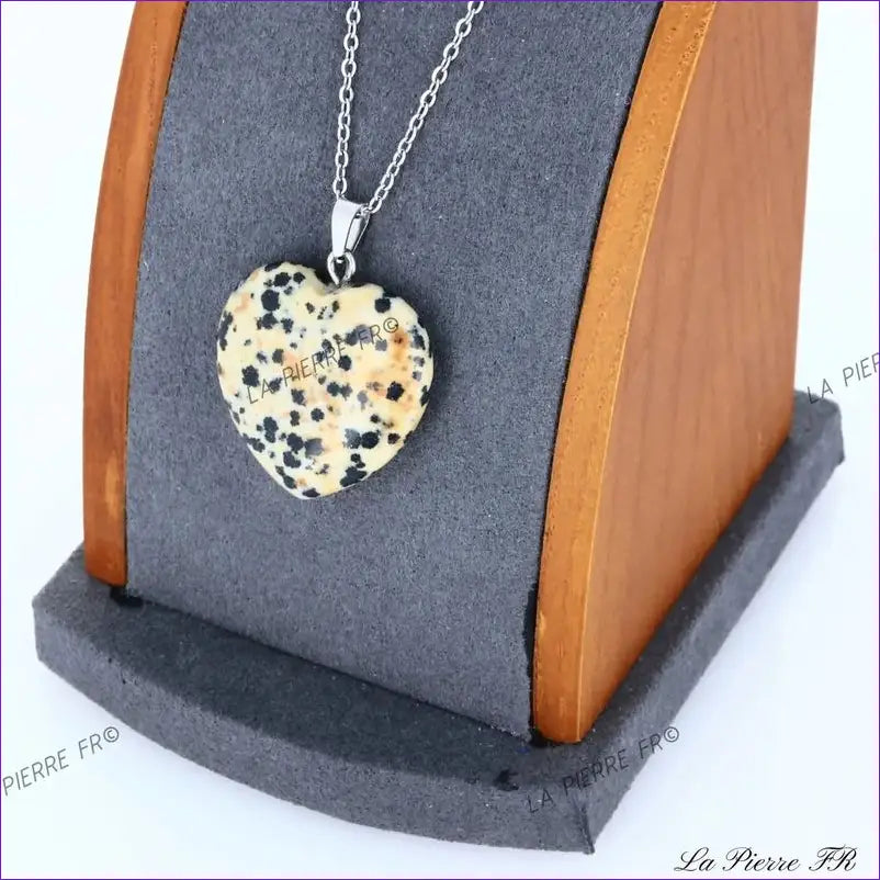 Pendentif Jaspe Dalmatien | Pendentif cœur en pierre - La Pierre FR