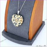 Pendentif Jaspe Dalmatien | Pendentif cœur en pierre - La Pierre FR