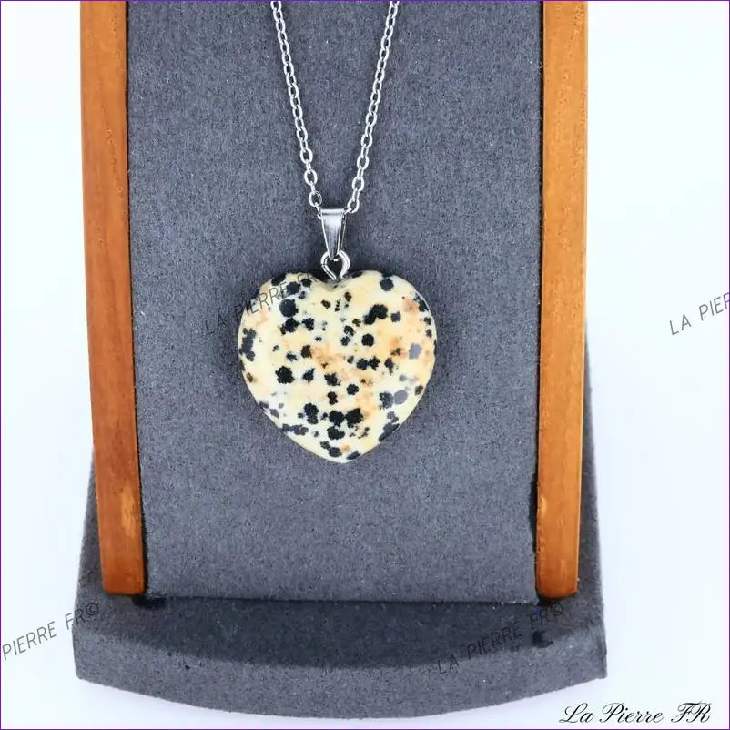 Pendentif Jaspe Dalmatien | Pendentif cœur en pierre - La Pierre FR
