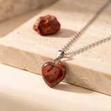 Pendentif Cœur Jaspe Rouge Petit Modèle 15 mm, sur Chaîne ou Cordon