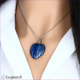 Pendentif cœur en Lapis Lazuli, pierre naturelle de sagesse, lithothérapie.