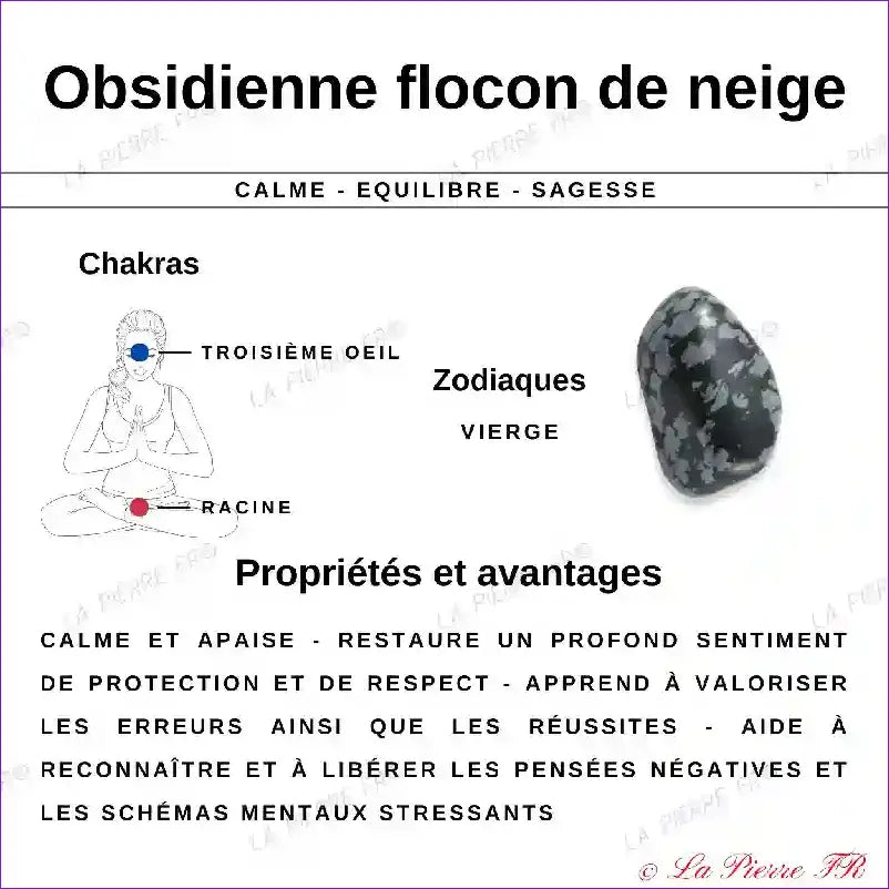Pendentif Cœur Obsidienne Flocon de Neige Naturelle pendentif pierre obsidienne
