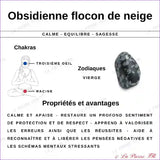 Pendentif Cœur Obsidienne Flocon de Neige Naturelle pendentif pierre obsidienne